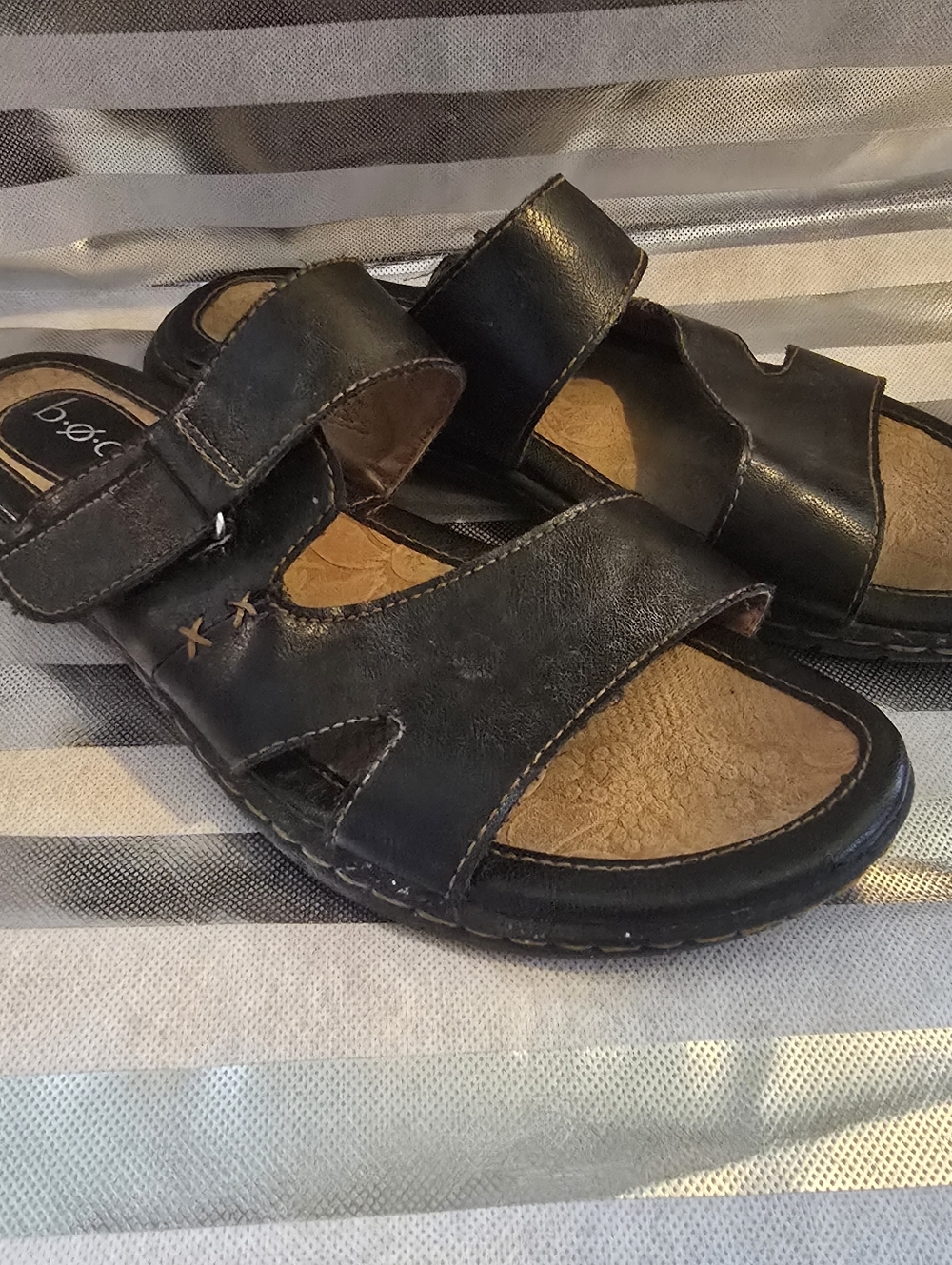 b.o.c. Kids Black Leather Adjustable Sandals